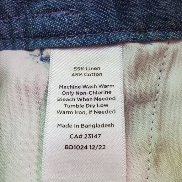 NWT  TALBOTS SZ 12P Linen Blend Wide Leg Crop Pants in Blue w/Rope Tie Belt - Picture 6 of 6